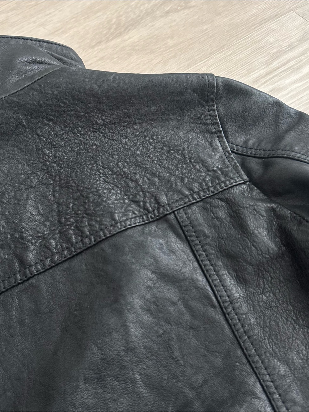 All Saints Vintage Black Leather Asymmetric Zip Jacket - Picture 11 of 16